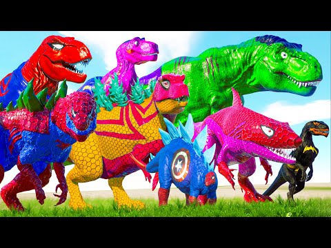 Epic Tyrannosaurus Rex vs Pro 8 Superhero Dinosaurs All Spiderman T Rex DINOSAUR COMPILATION 2025