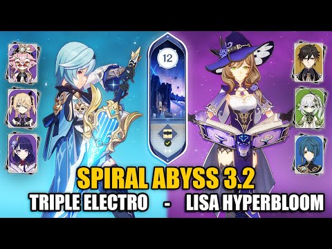 1000EM Lisa Hyperbloom & C0 Eula Triple Electro | Spiral Abyss 3.2 Floor 12 9 Stars | Genshin Impact