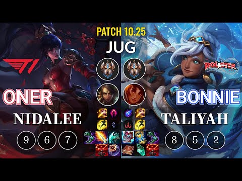 T1 Oner Nidalee vs KT Bonnie Taliyah Jungle - KR Patch 10.25