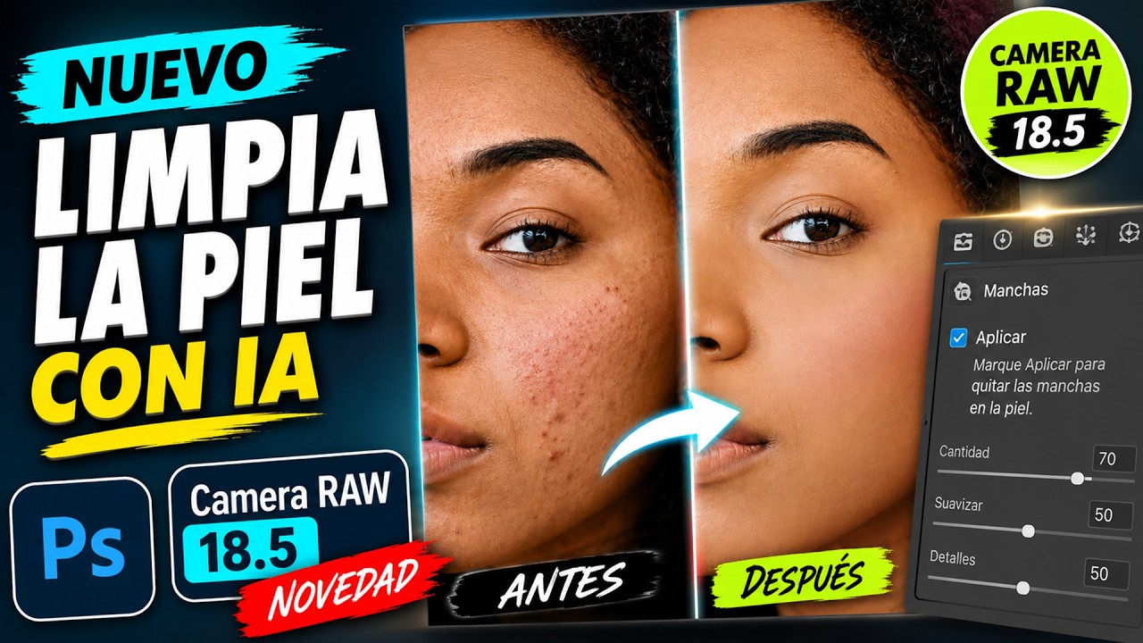 😱 Se acabó retocar la PIEL a mano… Camera Raw lo hace por TI