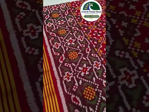 Red Jad Border with Buttonfulbhat Motifs Single Ikat Patola Saree 8 Ply Silk
