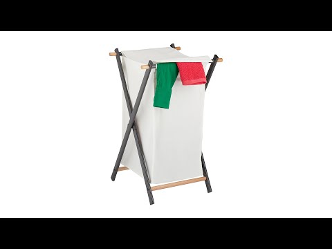 Klappbarer Wäschekorb mit Deckel Braun - Grau - Weiß - Polyester - Stahl - 45 x 71 x 42 cm