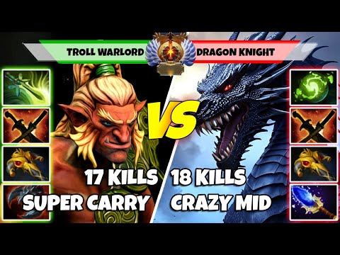 TROLL WARLORD (Carry) vs DRAGON KNIGHT (Mid) - Battle Of Immortal Rank Dota 2 Players - Z Dota 2