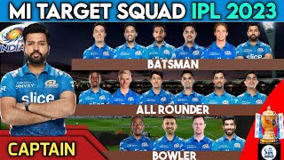 IPL 2023 Mumbai Indians Target Squad | Mumbai Indians Squad for IPL 2023 | MI Players List 2023