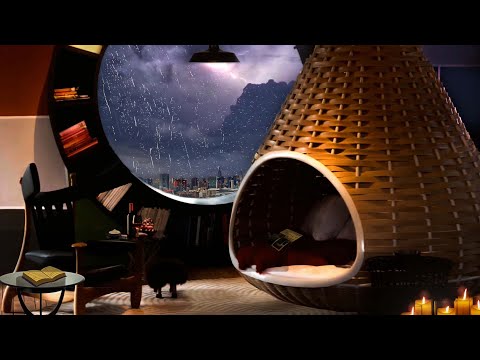 Night Rain In Springtime at Cozy Apartment with  Melody Jazz Trumpet Music for Relax, Sleep