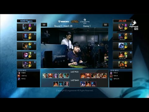 KOO vs JAG Game 1 Highlights - KOO TIGERS vs JIN AIR GREEN WINGS - W4 LCK Champions Korea Summer