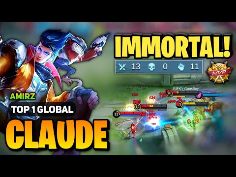 KING CLAUDE Goldlane Perfect Gameplay [ Top 1 Global Claude Best Build ] By Amirz - Mobile Legends