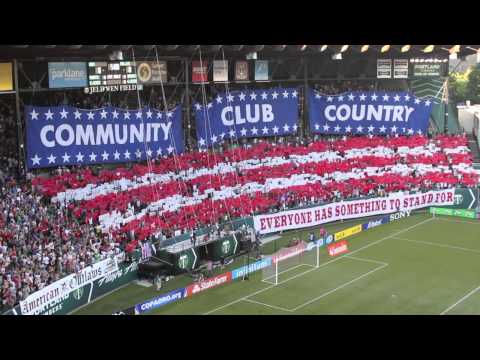 American Outlaws & Timbers Army tifo display for USMNT vs. Belize in Portland