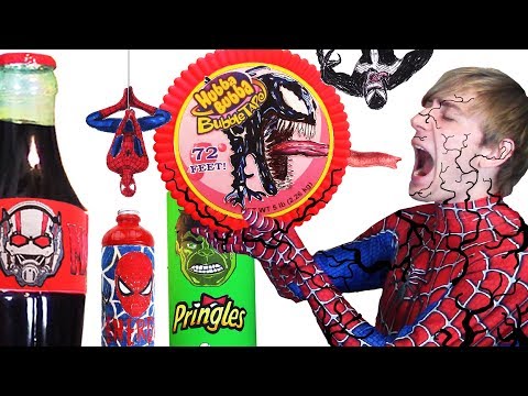 Do NOT Eat VENOM Hubba Bubba 😫 DIY Superhero Food & Drinks Spiderman, Hulk, Antman - Giant Food