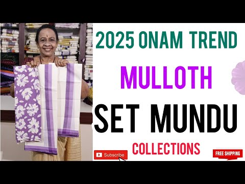Onam Set Mundu /Mulloth Set Mundu / Free Shipping */ # 347