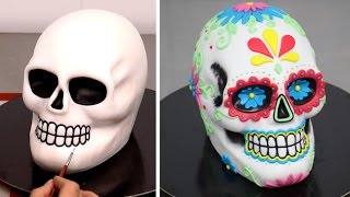 Sugar Skull Cake -  Day of The Dead Cake by CakesStepbyStep