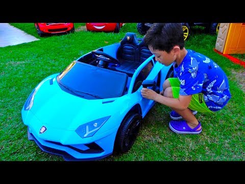 [30분] 예준이의 전동 자동차 장난감 놀이 포크레인 중장비 소방차 오토바이 타요버스 Video for Kids Power Wheels Car Toy