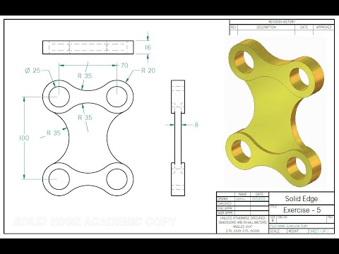 Learning Solid Edge – Exercise 5 (editing parts and draft sheets in a flash)