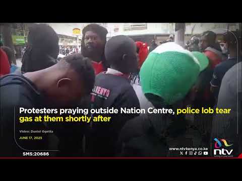 Protesters praying outside Nation Centre, police lob tear gas at them shortly after