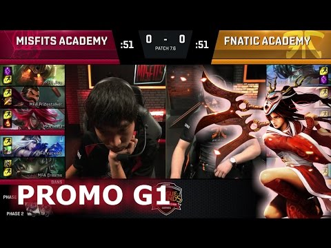 Misfits Academy vs Fnatic Academy | Game 1 Promotion S7 EU LCS Summer 2017 | MFA vs FNA G1
