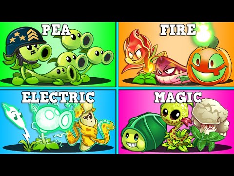 PEA x FIRE x ELECTRIC x MAGIC - Who Will Win? - PvZ 2 Team Plant vs Team Plants