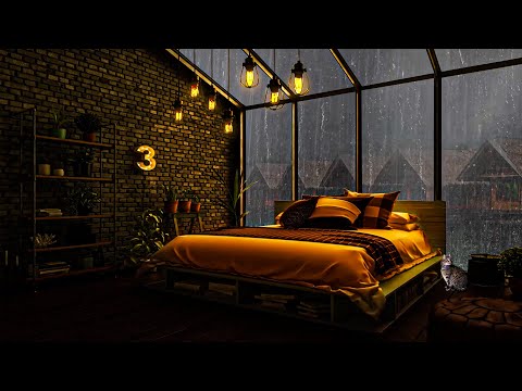 Sound of Rain outside the window on a warm autumn Night - Rain to Sleep and Relax