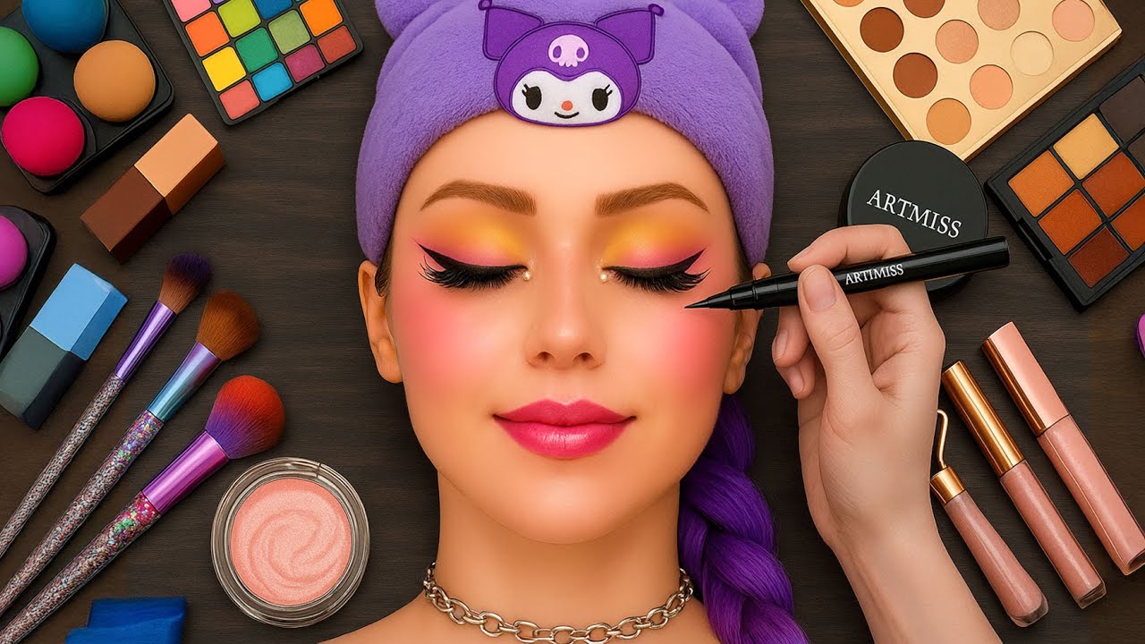 ASMR Makeup on Mannequin 🎭 (No Talking) | ASMR RUMI Kpop Demon Hunters Makeup 💋 🎀 Satisfying Videos