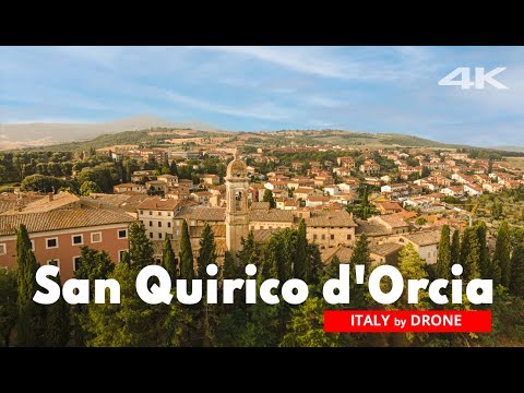 San Quirico d'Orcia Tuscany, Italy by drone, 4K Cinematic