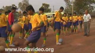 Football practice at Jawahar Stadium, Kannur 