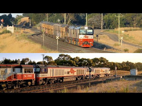 5PM9 SCT Freight Train With 3 Locomotives & 8 Carriages (3/1/2022) - PoathTV Australian Railways