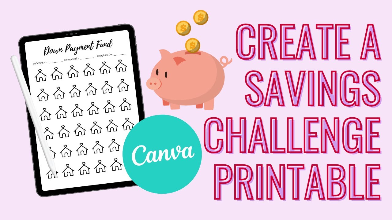 How To Create A Savings Challenge Printable In Canva | Etsy Digital Download Ideas
