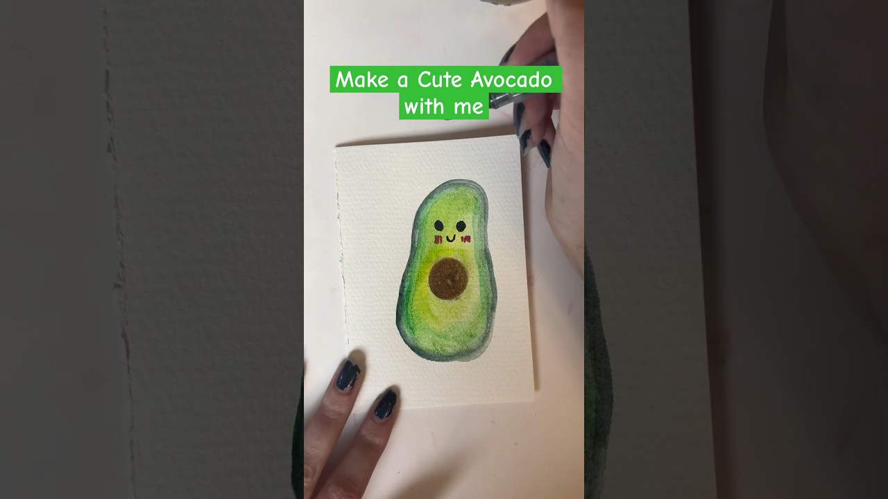 Watercolor Cute Avocado #watercolor #art