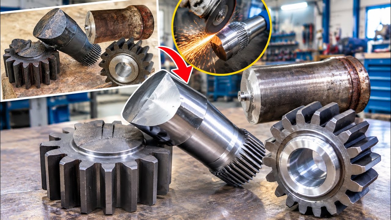 This Excavator Swing Drive Shaft Was Badly Damaged — Watch the Complete Rebuild! 🔧