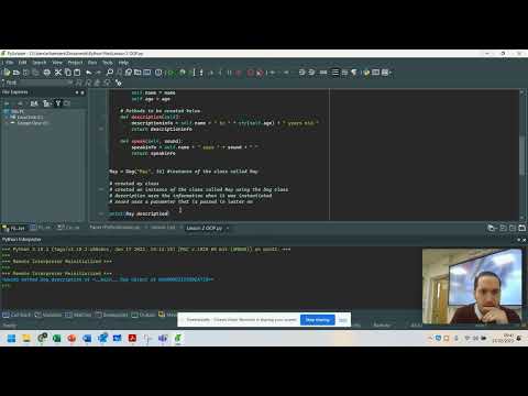 Intro To Oop Object Oriented Python 3 10 Lesson 2 Classes Methodsfunctions
