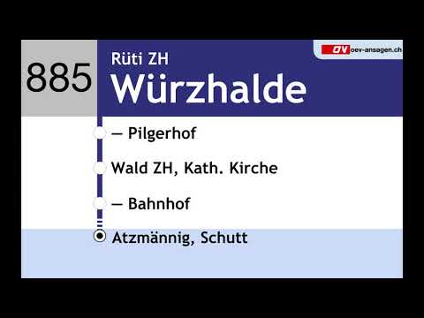 VZO Ansagen - 885 - Rapperswil SG – Kempraten – Rüti ZH – Wald – Laupen ZH – Goldingen – Atzmännig