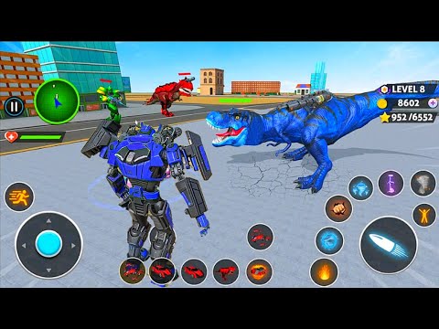 Dino Robot Transformation Jet Bike Car Dinosaur Robot Game New Mega Fight in City - Android Gameplay