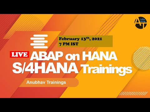 SAP ABAP on HANA cum S4 HANA Training | CDS Views with embedded ana. | contact@anubhavtrainings.com