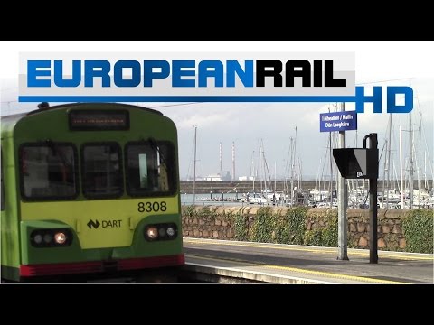 Iarnród Éireann Irish Rail DART 8100 EMU 8108 + 8138 + 8121 arrives at Dún Laoghaire