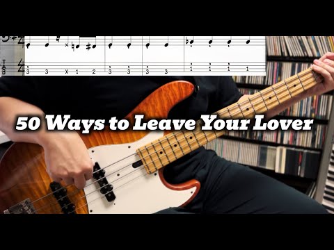 Paul Simon - 50 Ways to Leave Your Lover (Bass Cover) Tabs in Video
