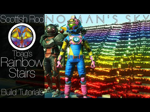 How to build Rainbow Stairs Old Version No Man's Sky Tutorial Building Base Ideas - NMS Scottish Rod