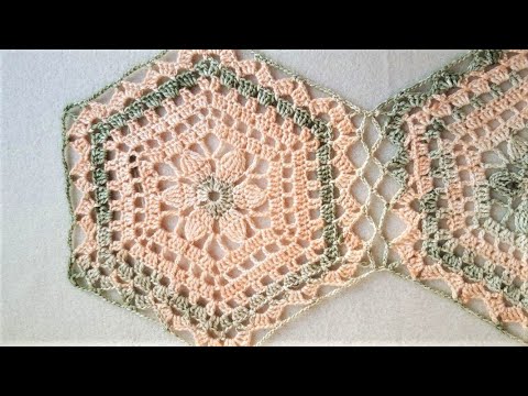 Crosetam hexagon ce poate fi folosit la topuri, bluze, cardigane, cuverturi