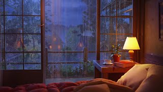 🌧️ Rain & Thunder⚡- Curl Up in Bed and Feel the Gentle Rain and Thunder Sounds