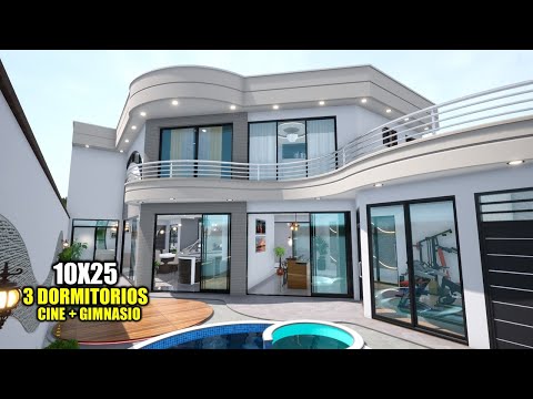 CASA DE DOS PISOS 10X25 - CON GIMNASIO Y CINE / TRES DORMITORIOS (RVL CASAS)