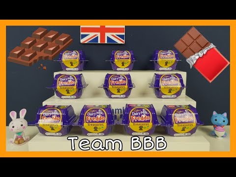 CADBURYS FREDDO TREASURES! NEW Dairy Milk Chocolate Chests with surprise Toys Treasure Frog Cat Owl