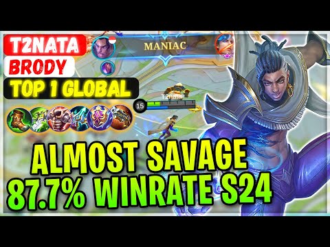 Almost Savage 87.7% Win Rate Brody S24 [ Top Global Brody ] T2nata - Mobile Legends Gameplay Build