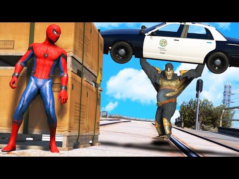 Supervillain Gorilla Attacking Earth! Spiderman VS Gorilla Grodd - Epic Battle GTA 5