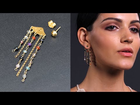 Long rosary chain sterling silver earrings, boho-chic by Emmanuela®