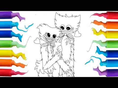 Huggy Wuggy and Kissy Missy coloring pages / Kovan & Electro-Light - Skyline [NCS Release]