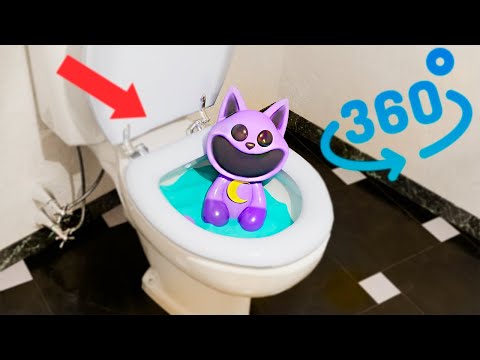 FLUSHED DOWN THE TOILET with plushe CATNAP in 360° | VR / 4K