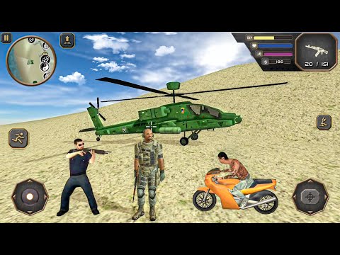 Driving Helicopter and Bike Driving in Open World Army Game - Android Gameplay