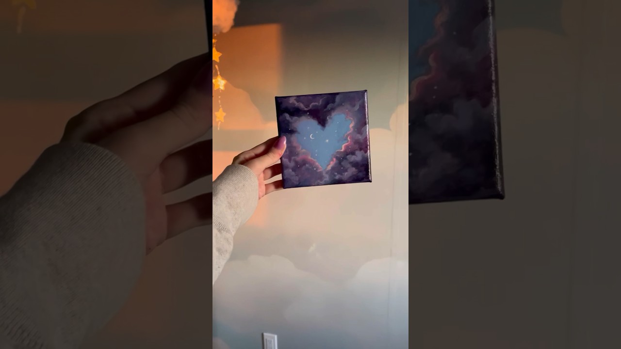 Mini canvas idea using Q-tips ☁️💌💡#shorts #artidea #canvasidea