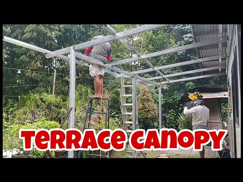 DIY. terrace canopy,, steel trusses