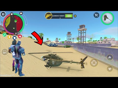 Rope Hero Mafia City Wars - (Helicopter Stuck in sand) Police Helicopter pull towards with a rope