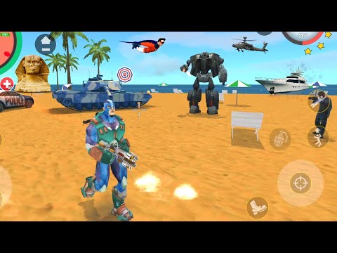 Rope Hero: Vice Town (Rope Hero Fight on Sea Beach ) Police Defence Fight Rope Hero - HD