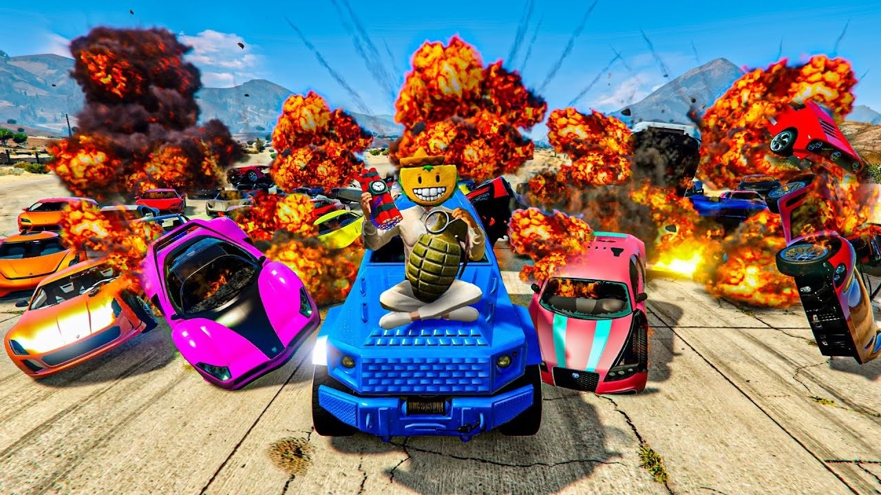 EL ÚLTIMO EXPLOTA CON COCHES ALEATORIOS!! EXPLOTAMOS TODOS A LA VEZ!! - GTA 5 ONLINE